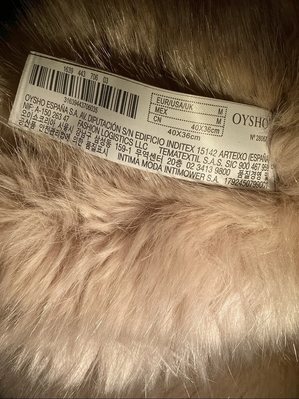 Oysho Faux Fur Infinity Scarf - Taupe size medium